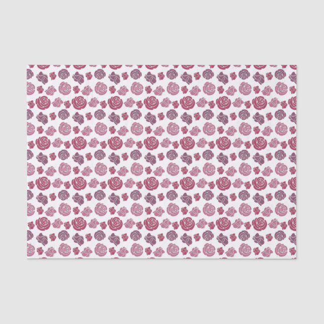 Muster für niedliche Rosa und Lila Rose Seidenpapier (Vorderseite)