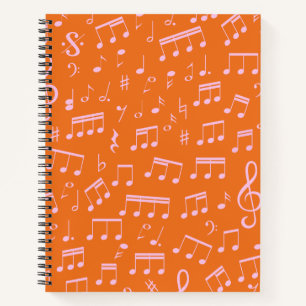 Muster für niedliche rosa und orange Musiknoten Notizbuch