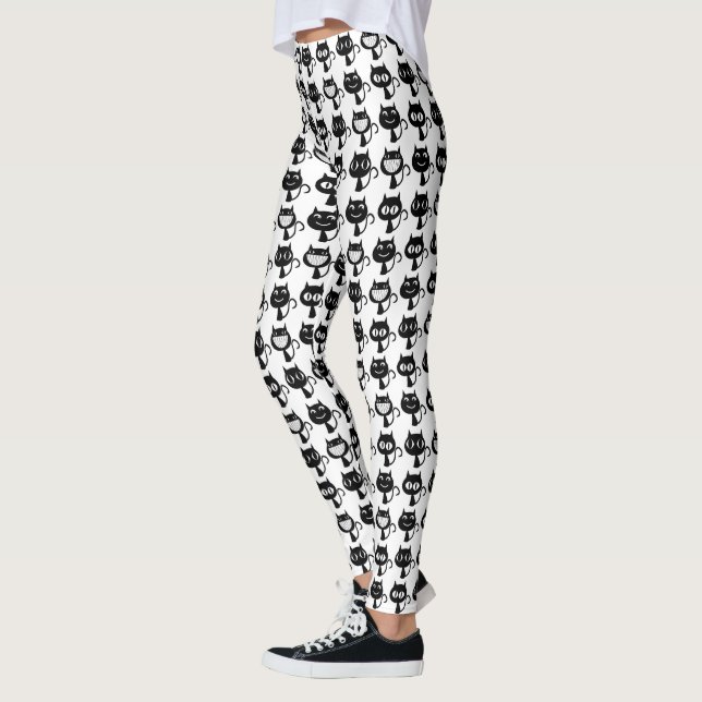 Muster für niedliche schwarze Katzen-Ausdrücke Leggings (Links)