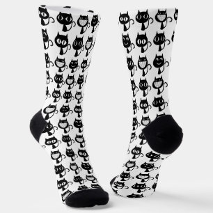 Muster für niedliche schwarze Katzen-Ausdrücke Socken