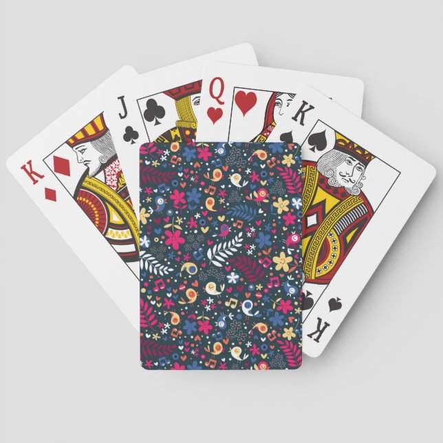 Muster für niedliche Vögel und Blume Spielkarten (Rückseite)