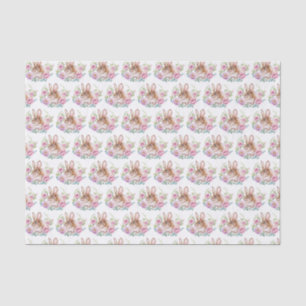 Muster für niedliche Watecolour-Kaninchen und rosa Seidenpapier