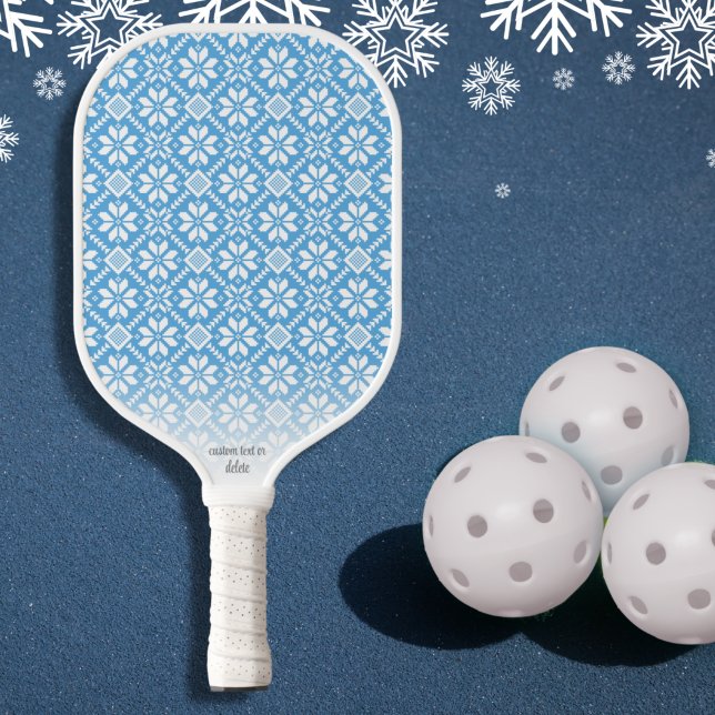 Muster für nordischen Strick Blau Personalisierter Pickleball Schläger (Von Creator hochgeladen)