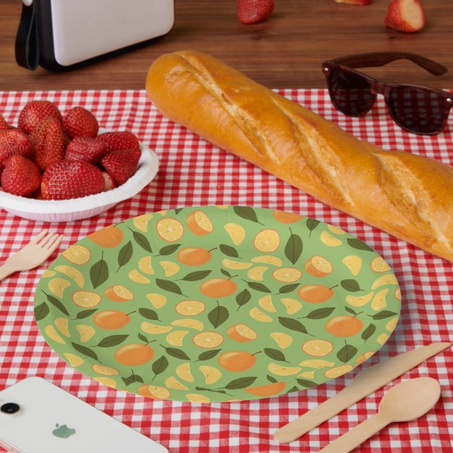 Muster für Obstkörbe - Orangen Pappteller (Picknick)