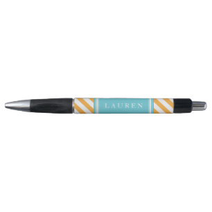 Muster für Orange und Aqua Stripes Kugelschreiber