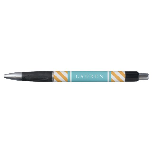 Muster für Orange und Aqua Stripes Kugelschreiber (Vorderseite)