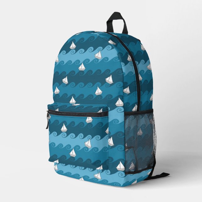 Muster für Papierboote Bedruckter Rucksack (Rückseitige Ecke Rechts)