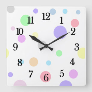 Muster für Pastellpolka-Punkte Quadratische Wanduhr