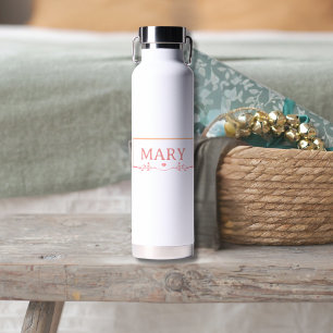 Muster für pastellrosa Blumenbezeichnungen Trinkflasche