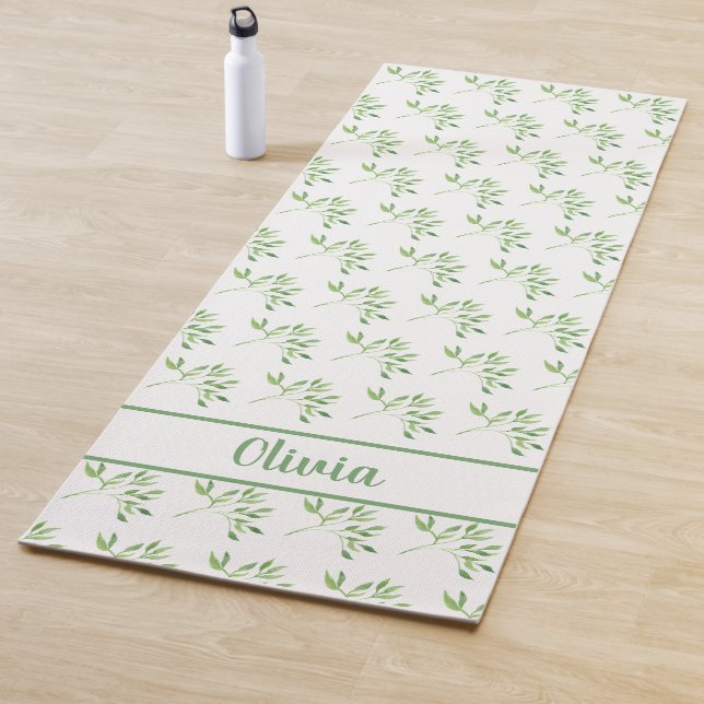 Muster für personalisierte grüne Blätter Yogamatte (Beispiel)