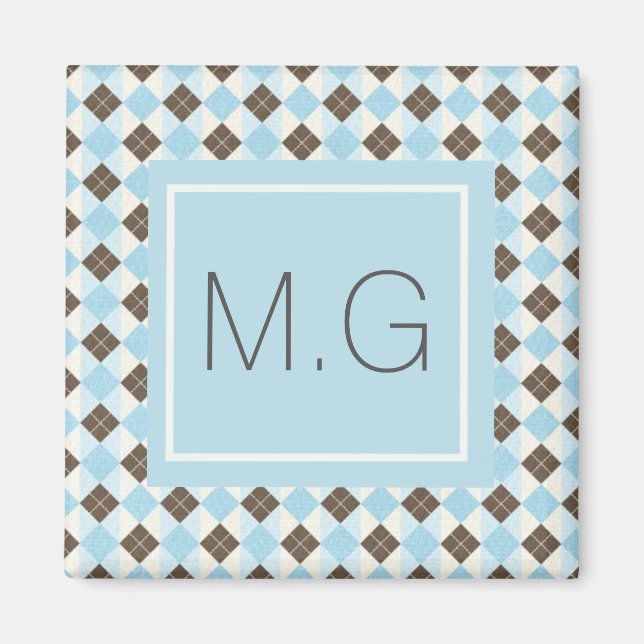 Muster für Personalisierte Raute in Blau und Braun Magnet (Vorne)