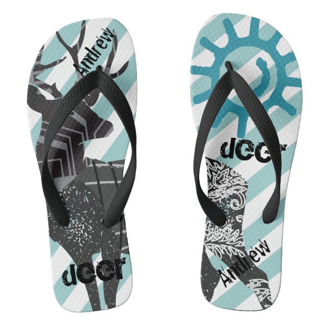Muster für personalisierte Vintage Hirschsonne und Flip Flops (Fußbett)