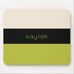 Muster für Pistachio-grüne Farbblöcke mit Namen Mousepad<br><div class="desc">Ein trendiges,  minimalistisches Design mit einem frischen Farbgebälk in leuchtendem Pistaziengrün,  schwarz und sandbeige. Personalisieren Sie Ihre Daten mit Ihrem Namen oder einem anderen gewünschten Text. Dieses Design ist in verschiedenen Farbkombinationen erhältlich.</div>