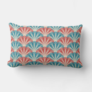 Muster für Red and Blue Peacock Schwanz Lendenkissen