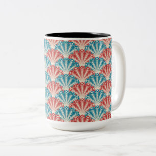 Muster für Red and Blue Peacock Schwanz Zweifarbige Tasse
