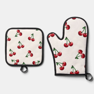 Muster für Red Cherries Ofenhandschuh & Topflappen-Set