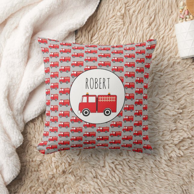 Muster für Red Fire Truck - Eigenname der Boys Kissen (Decke)