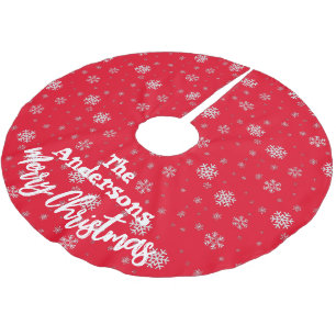 Muster für Red & White Snowflakes Polyester Weihnachtsbaumdecke