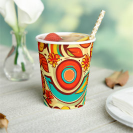 Muster für Retro 70er Groovy Fall Herbstelemente Pappbecher