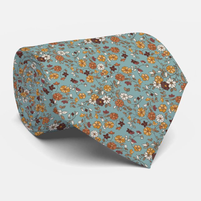 Muster für Retro-Boho-Blume Krawatte (Gerollt)