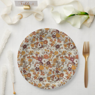 Muster für Retro-Boho-Blume Pappteller