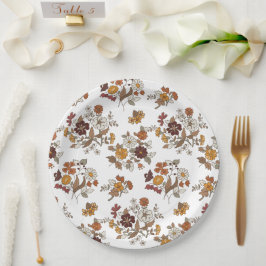 Muster für Retro-Boho-Blume Pappteller