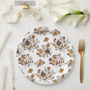 Muster für Retro-Boho-Blume Pappteller