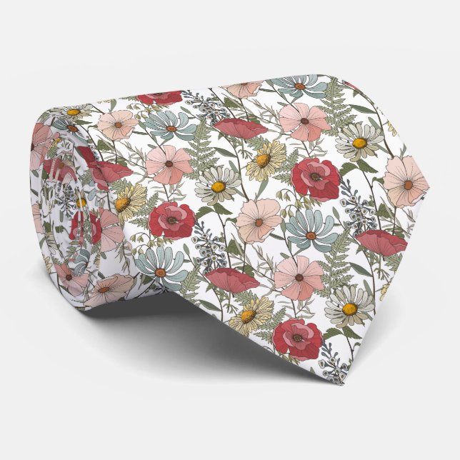 Muster für Retro Daisies-Blume Krawatte (Gerollt)