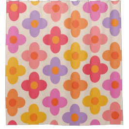 Muster für Retro-farbige Hippie-Mod-Blume Duschvorhang