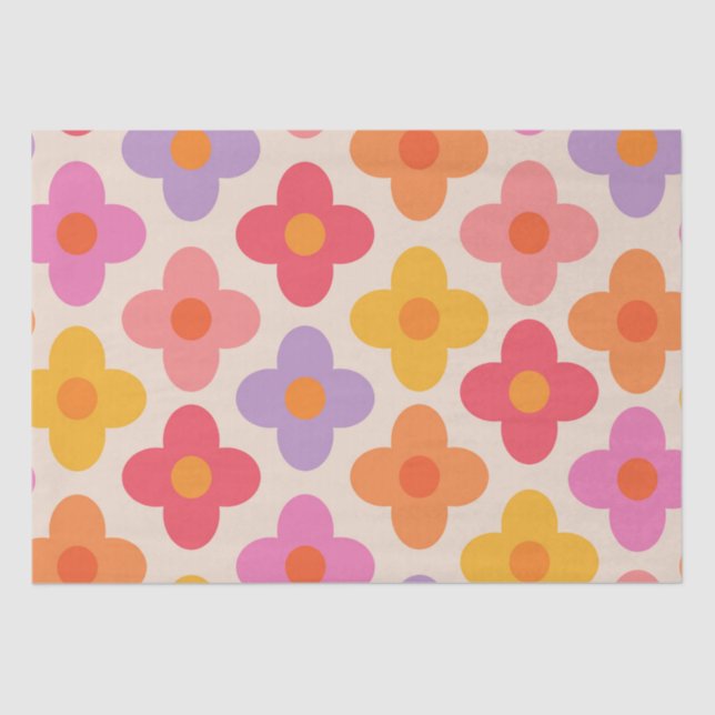 Muster für Retro-farbige Hippie-Mod-Blume Seidenpapier (Vorderseite)