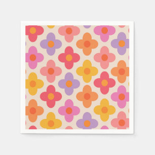 Muster für Retro-farbige Hippie-Mod-Blume Serviette