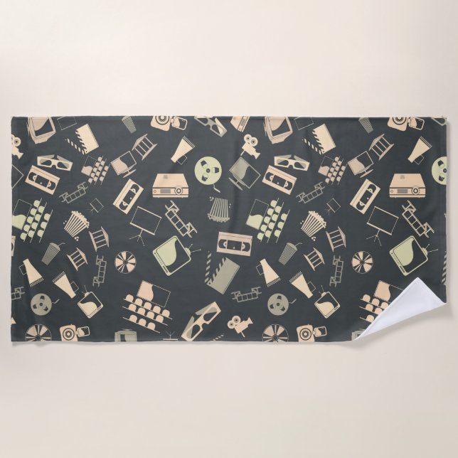Muster für Retro-Filmelemente Strandtuch (Vorderseite)