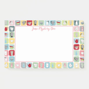 Muster für Retro-Kaffeeköpfe und Kaffeekuppen Post-it Klebezettel