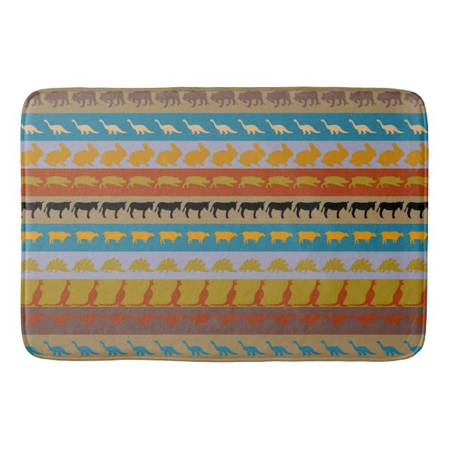 Muster für Retro-Niedliche Tiere #8 Badematte (Vorderseite)