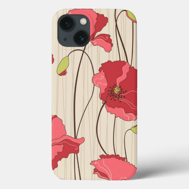 Muster für Retro-Poppies Case-Mate iPhone Hülle (Rückseite)