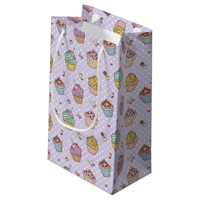 Muster für Retro-Süßigkeiten Kleine Geschenktüte (Rückseite Schrägansicht)