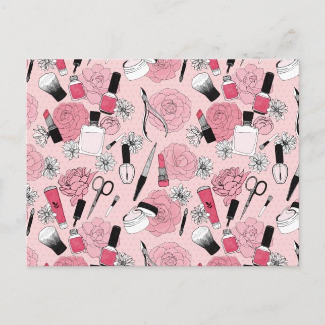Muster für rosa Blumenbeauty Feiertagspostkarte (Vorderseite)