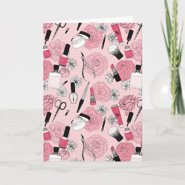 Muster für rosa Blumenbeauty Karte (Vorderseite)