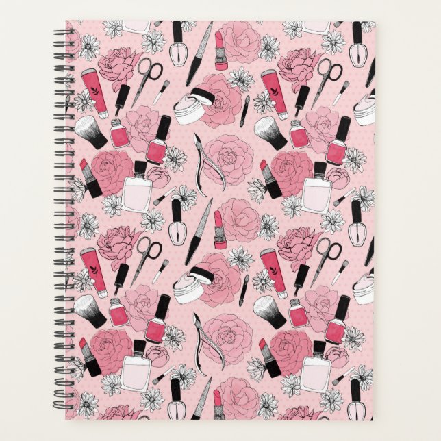 Muster für rosa Blumenbeauty Planer (Vorderseite)
