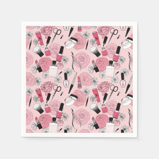 Muster für rosa Blumenbeauty Serviette (Vorderseite)