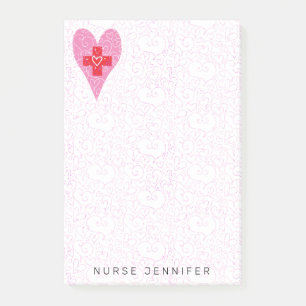 Muster für rosa Harnröhrchen in der Krankenschwest Post-it Klebezettel