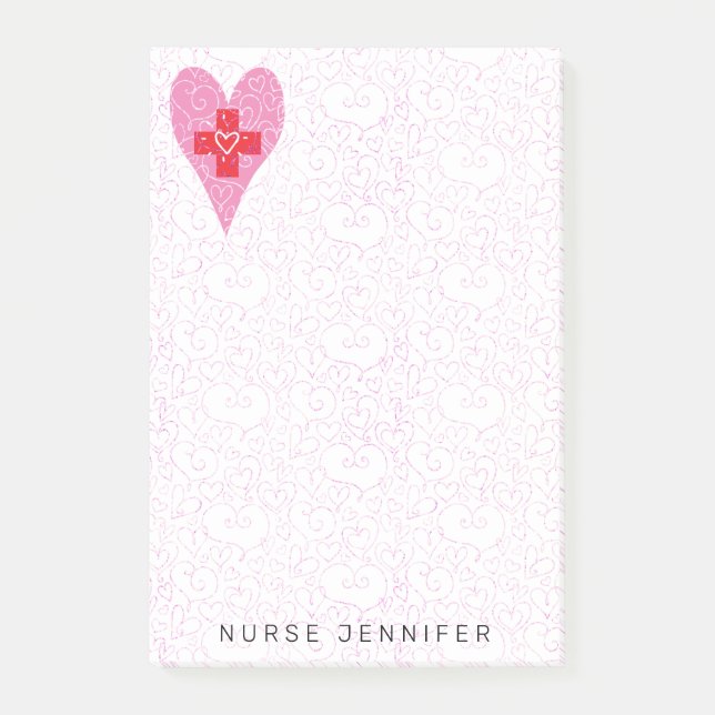 Muster für rosa Harnröhrchen in der Krankenschwest Post-it Klebezettel (Vorderseite)