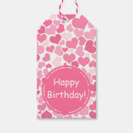 Muster für rosa Herzen | Happy Birthday Geschenkanhänger
