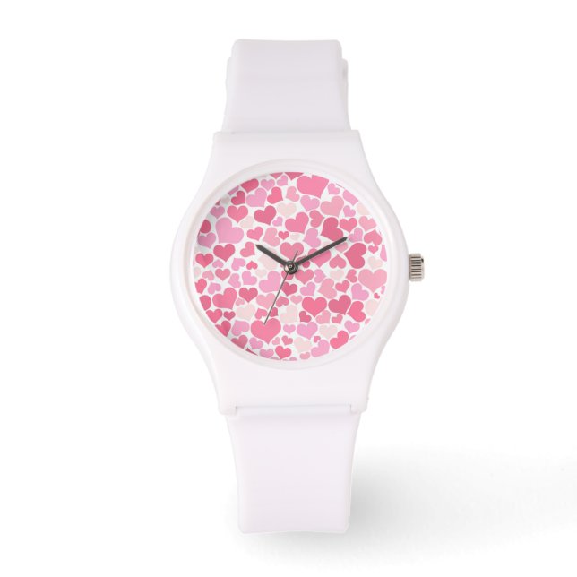 Muster für rosa Herzen - Sehen Armbanduhr (Vorderseite)