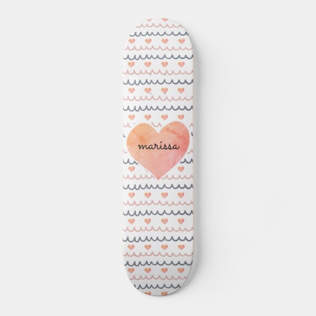 Muster für rosa Herzen Skateboard (Vorderseite)