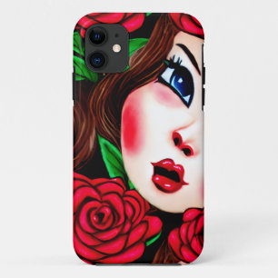 Muster für rote Lippen und Rote Rosen Case-Mate iPhone Hülle