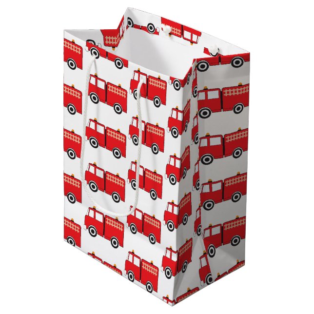 Muster für rote LKW Mittlere Geschenktüte (Vorderseite Schrägansicht)
