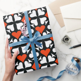 Muster für rote, schwarze und weiße Kartenzeichen Geschenkpapier