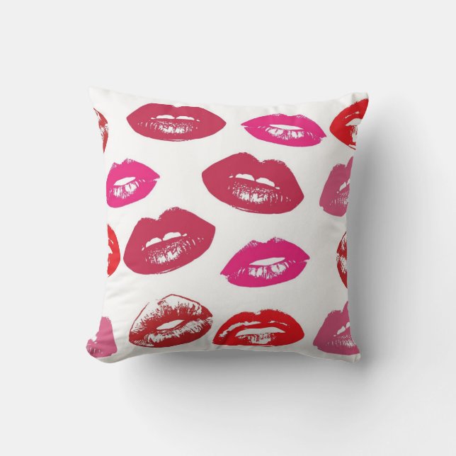 Muster für rote und rosa Lippen Kissen (Vorderseite)