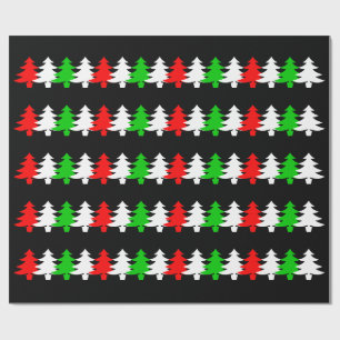 Muster für rote, weiße, grüne Weihnachtsbaumsymbol Geschenkpapier